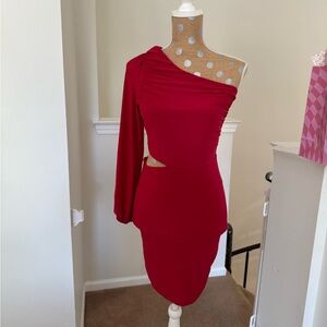One-Shoulder Red Dress